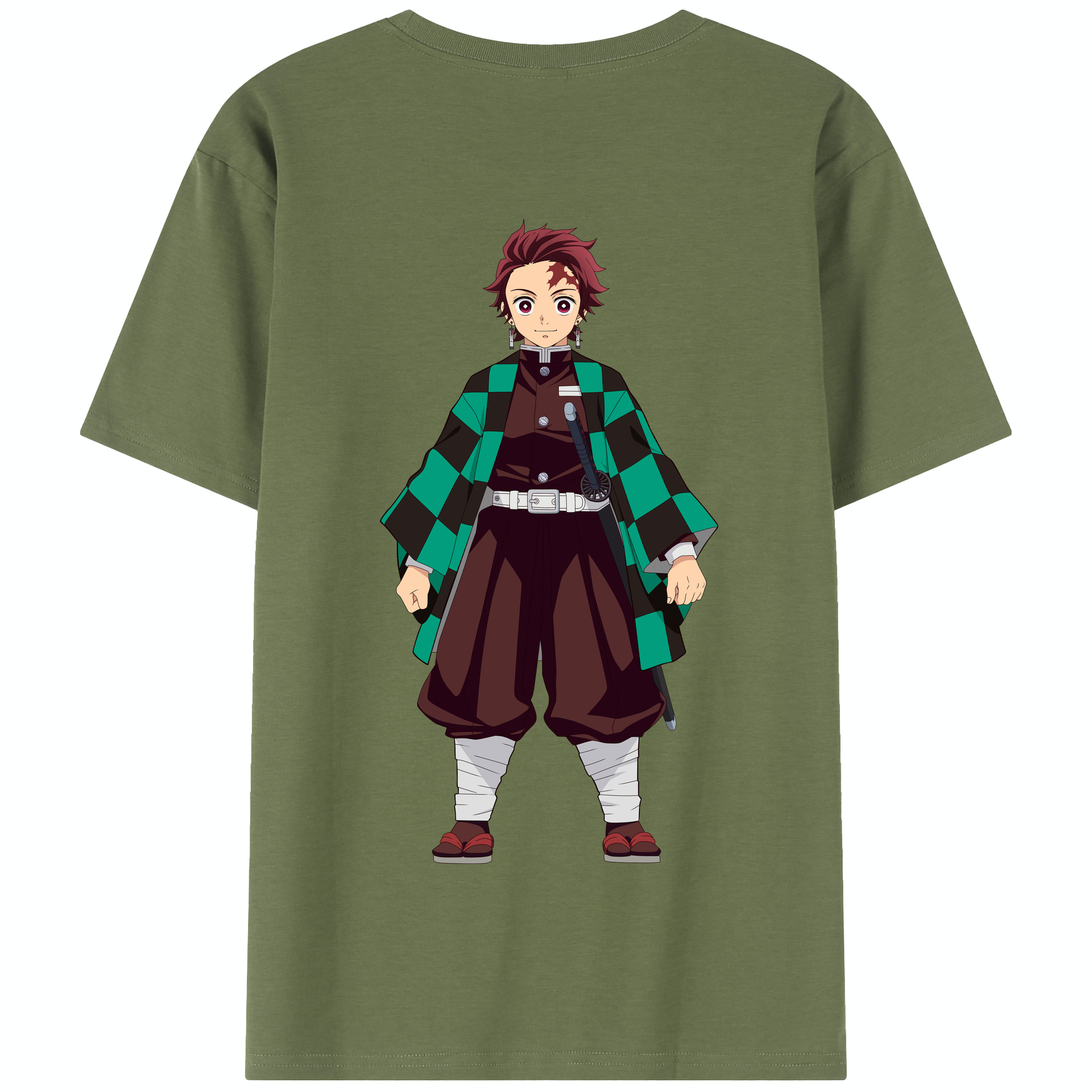 （画像用） 鬼滅の刃 竈門 炭治郎／かまど たんじろう Kamado Tanjirou 綿100％半袖Tシャツ（背面プリント）